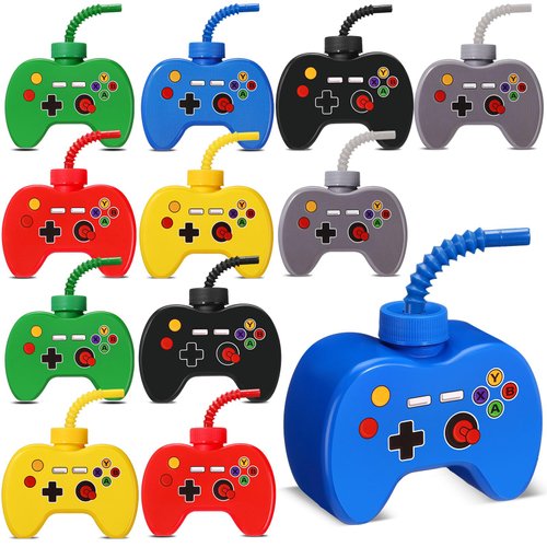Tanlade 12 Pcs Plastic Video Gaming Party Favor Gift Cups with Straw, 10 oz Gamer Birthday Party Cups Video Gaming Drinking Cups Reusable Gaming Party Favor Cup for Boy Video Game Party(12 Pcs)