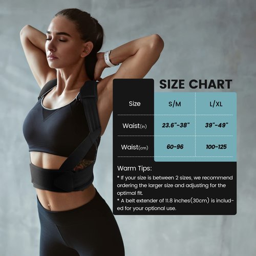 VANRORA Posture Corrector for Women and Men, Back Brace Fully Adjustable & Comfy, Support Straightener for Spine, Back, Neck, Clavicle and Shoulder, Improves Posture and Pain Relief L/XL