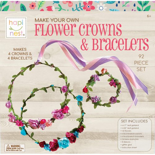 Hapinest Make Your Own Flower Crown Kit & Bracelet Craft Kit, DIY Flower Crown Making Kit Headband Making Kit Perfect Birthday Gifts, Arts and Crafts for Girls & Boys Ages 6 7 8 9 10 Years Old & Up