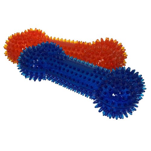 PetSport Tiny Tots 4.5" Gorilla Spiky Squeaker Bone Dog Toy | Vanilla Scented Super Durable TPR Rubber That Floats | Helps Maintain Dental Health for Your Pet, Colors Will Vary