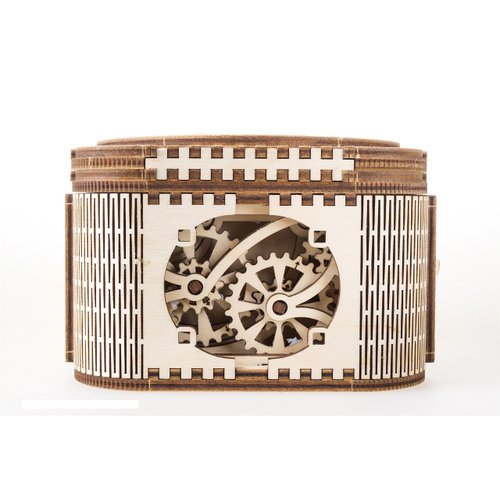 UGEARS Mechanical Models 3-D Wooden Puzzle - Treasure Box w/Key (Secret Hidden Puzzle) Idea Wood Puzzles for Adult