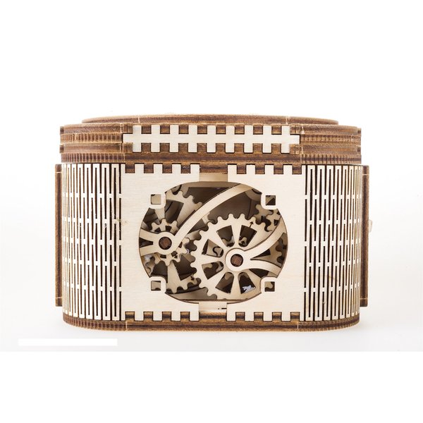UGEARS Mechanical Models 3-D Wooden Puzzle - Treasure Box w/Key (Secret Hidden Puzzle) Idea Wood Puzzles for Adult