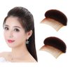 2Pcs Charming Bump It Up Volume Inserts Hair Comb Do Beehive Hair Stick Bun Maker Tool Styling Accessories for Women Lady Girl (Brown)