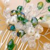 Teyglen Crystal Rhinestones Bride Wedding Hair Comb Headband Green Crystals Bridal Side Hair Combs Hair Pieces Vintage Headpieces Hair Accessories for Women Bride Girls