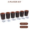 RERIVER Felt-Lined PU Leather Dice Cup Set, 6 Quiet Dice Shaker Cups with 36 Dices for Bar Party Yahtzee Farkle Dice Games, Coffee