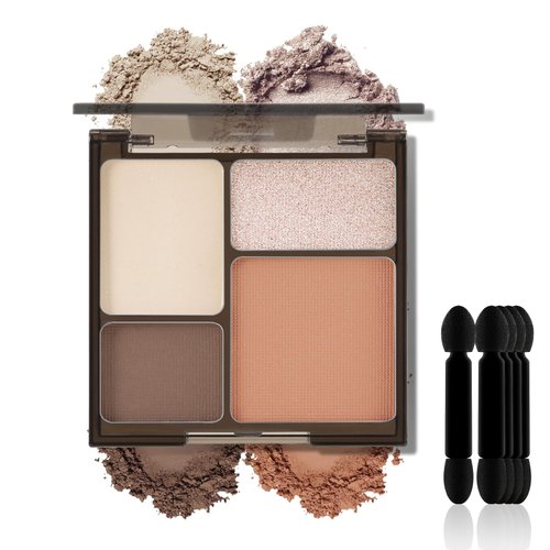 Apooliy 4 Colors Eyeshadow Powder,Waterproof EyeShadow Palette with Eyeshadow Applicator,Highly Pigmented Eye Makeup Long Lasting