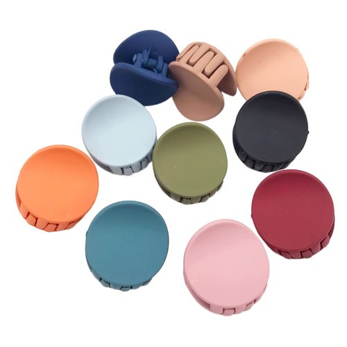 10PCS Small Hair Claw Clips Colorful Acrylic Mini Round Jaw Clips Hair Clamps Styling Accessories Ponytail Holder Gripper for Women Girls