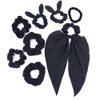 Hair Bun Scrunchies for Girls Women Bunny Bow Hair Bands Velvet Scrunchies Ponytail Holder Elastic Hair Ties Black 8 Pack