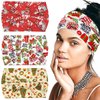 Christmas Stretchy Headbands For Women Girls 3Pcs Head Bandana Non-Slip Knotted Headbands Santa Claus Elastic Hair Bands Winter Fashion Yoga Wide Knot Hair Bandanas Headdress