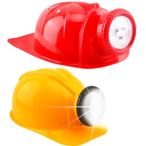 Cotiny 2 Pack Kids Construction Hat Miner Costume Helmet with Light for Boys Girls Dress Up Hallo...