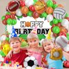 95Pcs Sports Balloon Garland Kit, Baseball Basketball Soccer Volleyball Football Balloons Sports Foil Balloons with Sports Backdrop for Sports Birthday Party Supplies Decoration (Happy Birthday)