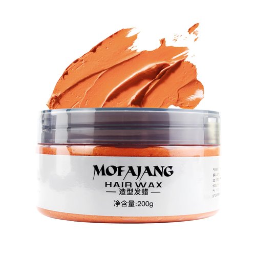 SOVONCARE Orange Temporary Hair Wax Color, Professional Styling Pomades Natural Hairstyle Clay for Men & Women Christmas Cosplay Date 7.06 oz (Oringe)