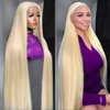 Fopeela 613 Blonde Lace Front Wig Human Hair 30 Inch 13x4 HD Transparnet Straight Glueless Wigs Human Hair Pre Plucked 613 Lace Frontal Wig 180% Density Bleached Knots Human Hair Wigs for Women