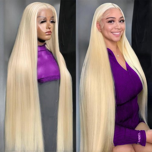 Fopeela 613 Blonde Lace Front Wig Human Hair 30 Inch 13x4 HD Transparnet Straight Glueless Wigs Human Hair Pre Plucked 613 Lace Frontal Wig 180% Density Bleached Knots Human Hair Wigs for Women