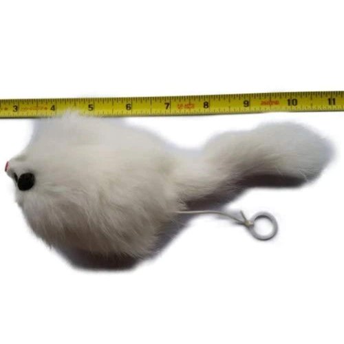Kats'N Us Trembling Rabbit Fur Mouse Cat Toy with Pull String Cat Toy Gray Color