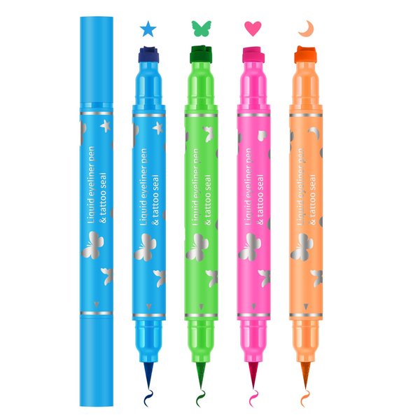 KYDA 4 Color Eyeliner Stamp Liquid Eyeliner, Waterproof & Smudge-proof Colorful Eyeliner pen，Fluorescent Rainbow Eye Liners for Women