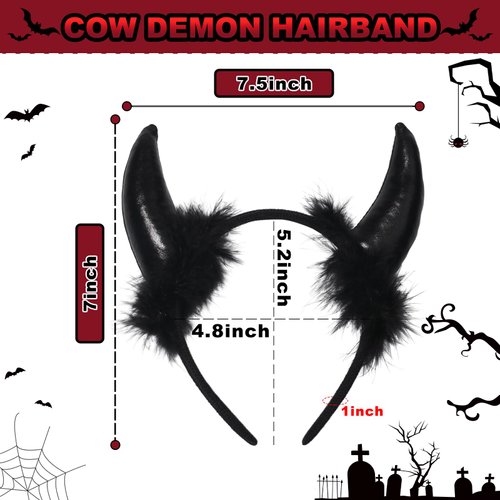 WRBAJIS Halloween Devil Horns Headband Black Demon Horns Hair Bands Halloween Hair Accessories for Women Halloween Party Supplies Black