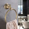 Leyden Brass Towel Ring, Antique Retro Round Towel Holder, Wall Mounted Bath Hand Towel Rack Rail Bathroom Hardware Classical Ancient Wave Pattern Base
