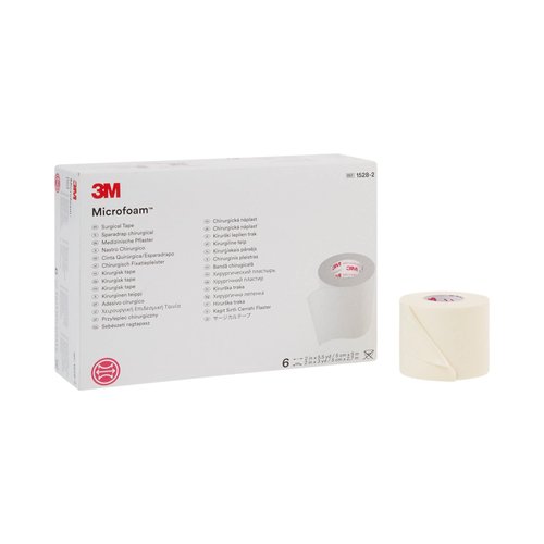 3M Microfoam Surgical Tape 2" x 5.5 Yd 1528-2, 2 Boxes, 6 Rolls/Box