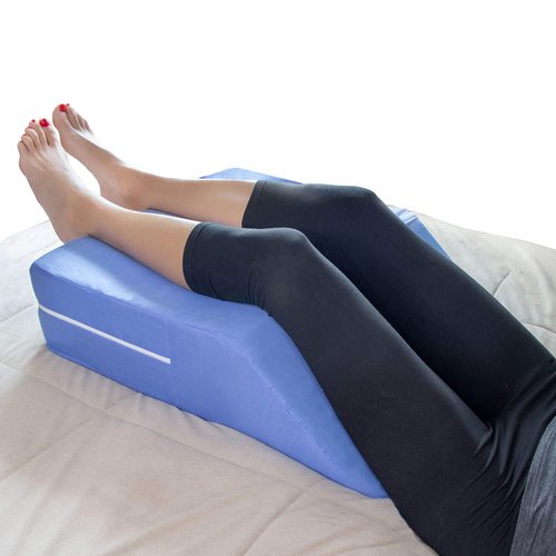 DMI Ortho Bed Wedge Elevated Leg Pillow, Supportive Foam Wedge Pillow for Elevating Legs, Improved Circulataion, Reducing Back Pain, Post Surgery and Injury, Recovery, Blue 6" x 20" x 24"