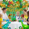 Dinosaur Birthday Party Decorations Supplies, 125Pcs Dinosaur Green Orange Blue Balloons Garland Arch Kit Happy Birthday Dino Foil Balloon Curtain for Kids Boys Dino Jungle Safari Baby Shower Party