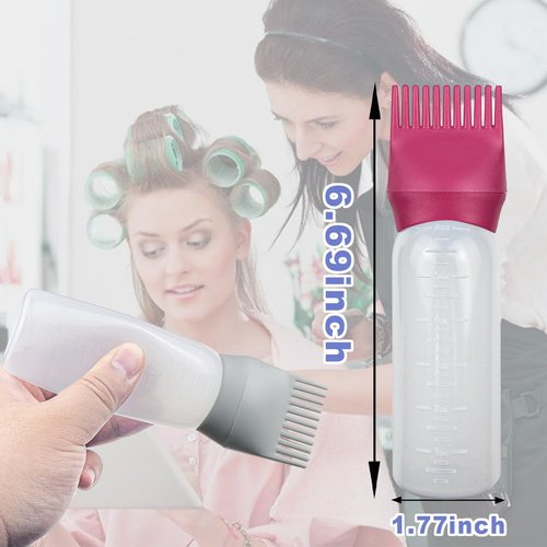 ELANE 4 Pack Root Comb Applicator Bottle,Hair Oiling applicator,Oil Comb Applicator,Hair Bottle Applicator for Hair Dye Shampoos Hair Salons. (Purple+Grey+Red+Green)