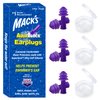 Mack's AquaBlock Swimming Earplugs, 3 Pair - Comfortable, Waterproof, Reusable Silicone Ear Plugs for Swimming, Snorkeling, Showering, Surfing and Bathing (Purple)