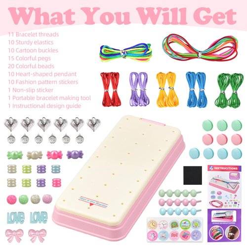 Friendship Bracelet Making Kit for Girls, Arts and Crafts for Kids Girls, Toys Gifts for 8 9 10 11 12 Year Old Girls, Birthday Present for Teen Girl, Bracelet DIY, Popular Kids Travel Activity Set