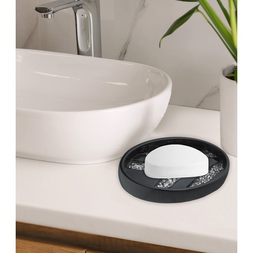 Popular Bath Sinatra Modern Bath Soap Dish Modern Classic Contemporary Decorative Beautiful Designs Bathroom Decor for Home Luxury Bath, Black