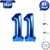 Navy Blue Number 11 Balloon 40 inch, 11 Number Balloon, 11th Navy Blue Birthday Decorations, 11 Year Old Girls Boys Blue Party Supplies