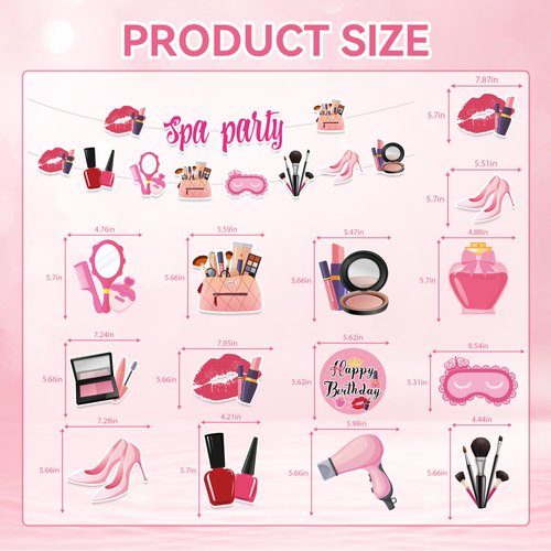 Spa Party Decorations Include Hanging Banner and Hanging Swirl Makeup Spa Party Supplies for Girls Women Cosmetics Theme Birthday Party Decor Spa Day