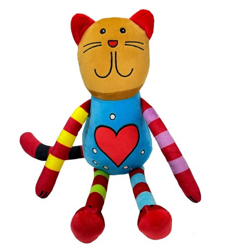 Bigmers Cat Stuffed Animals 16" Soft Plush Toy Emotional Support for Girls Boys Colors Pink/Red Heart, Gift for Kids