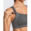 SYROKAN Women's Sports Bra Front Adjustable High Impact Support Padded Wireless Racerback Plus Size Running Bra Grey 36DD