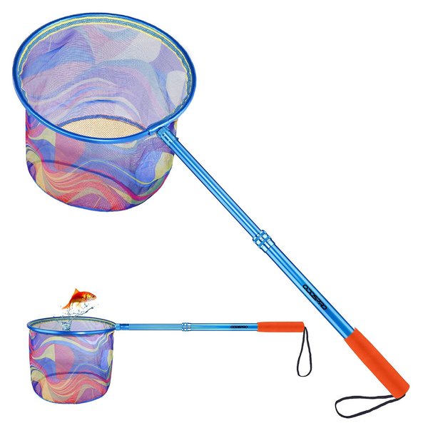 Kids Fishing Net, Telescoping Bait Net, Minnow Net, Butterfly Net - 11.4" Net Depth, Handle Extends to 30" for Easy Catch and Release (blue 1pack)