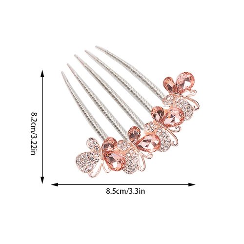 3 PCS Butterfly Rhinestones Hair Combs 5 Teeth Hair Side Combs Crystal Vintage Headpieces Hair Tools Pins Hair Clips Accessories Bride Headdress for Women Girls Wedding Daily Party Present