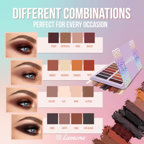 Lamora Eyeshadow Palette Makeup - Eye Makeup Palette with 16 Highly Pigmented Matte Shades - Vegan & Blendable
