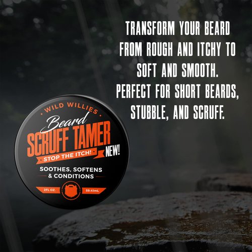 Wild Willies Beard Cream, Scruff Tamer - Soothes, Softens & Nourishes for Short Beards, Stubble & Scruff - Beard Itch Relief Softener & Moisturizer with Green Tea Extract & Aloe Vera Gel