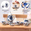 Geiserailie 2 Set 1:12 Dollhouse Miniature Porcelain Tea Cup 30 Pieces Mini Flowers Pattern with Golden Trim Teapot Cup Plate Dollhouse Kitchen Accessories (Charming Style)