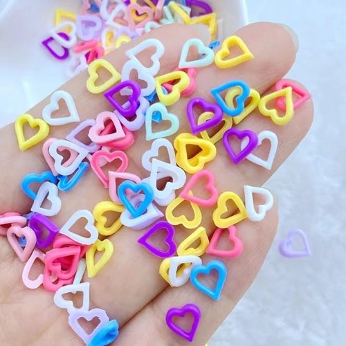 200Pcs Heart Stars Nail Charms, Mix Color 3D Macarone Love Cartoon Acrylic Resin Nail Gems Cute Kawaii Nail Charms Acrylic Nail Supplies for Women Girls Nail Art Decoration Accessories