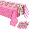Gejoy 3 Pcs Western Cowgirl Tablecloth Plastic Disposable Pink Horse Table Cover Pink Table Cloth Wild West Cowgirl Birthday Party Themed Party Decorations Supplies Favors, 51 x 108''