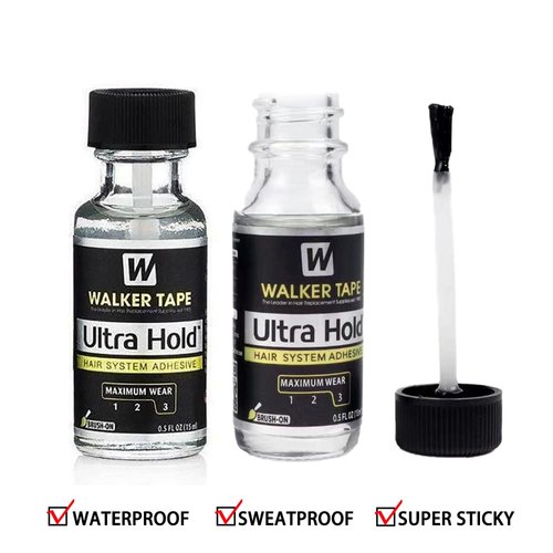 Ultra Hold Hair System HAIR WONDERS Toupees Front Bonding Wigs Weave Active Lace Glue Adhesive 0.5oz w/15 ml Wig Glue with Brush Applicator Saver