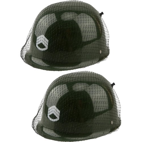 Cotiny 2 Pack Kids Army Helmets Plastic Army Green Hats Wrapped with Mesh Soldier Dress up for Ch...