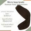 Micro Beaded Weft Extensions Brown LaaVoo Beaded in Weft Remy Extensions Dark Brown Easy Weft Micro Ring Weft Brown Human Hair Extensions Micro Beads Weft Brown Double Weft 12" Width 50g 18"