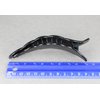 Black leaf barrette curved hair clip leaves 4.5 inches long stamped textured plastic shiny black plastic