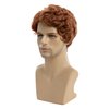 Beweig Short Curly Mens Orange Wig Fluffy Synthetic Cosplay Halloween Hair Wig for Men