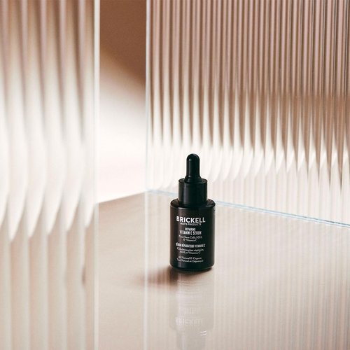 Brickell Men's Anti Aging Vitamin C Serum For Face, Repairing Night Face Serum for Men, Natural and Organic Hyaluronic Acid Serum For Face to Diminish Wrinkles and Reduce Redness, 1 Ounce, Scented