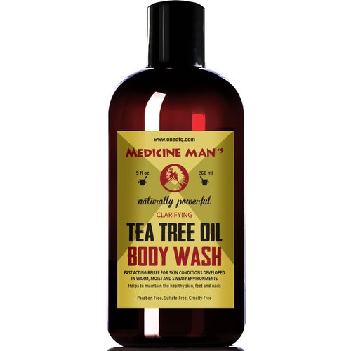 OneDTQ Medicine Man’s Tea Tree Oil Body Wash For Sweaty, Itchy, Scaly Skin; Clogged Pores And More, Natural 9 Oz Liquid Soap