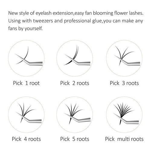 EMEDA 15-20mm Long Length Easy Fan Volume Lashes 2D-20D Blooming Flower Mega Volume Lash Extensions 0.03mm D Curl Self Fanning Eyelash Extensions (0.03 D 15-20mm)