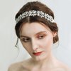 BABEYOND Bridal Rhinestone Headband Wedding Headpiece for Bride Crystal Hair Accessories Vine Hairband with Lace Ribbon (Style-3-Silver)