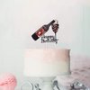 Happy Birthday Cake Topper, Wine Bottle and Glass Acrylic Cake Topper,Whisky and Wine Themed Birthday Party Decor